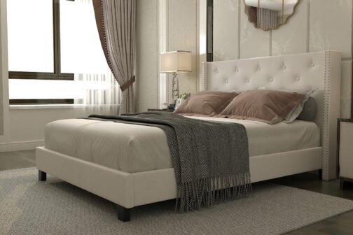 Lynn Platform Bed in Ivory - Image 2