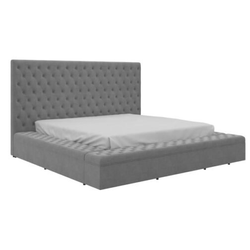 Adonis 78" King Platform Bed with Storage in Grey