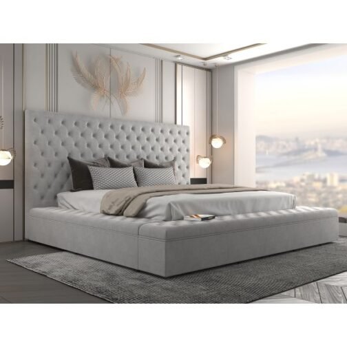 Adonis 78" King Platform Bed with Storage in Grey - Image 5