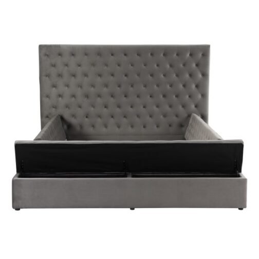 Adonis 78" King Platform Bed with Storage in Grey - Image 2