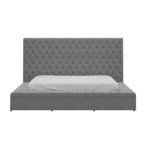 Adonis 78" King Platform Bed with Storage in Grey - Image 3