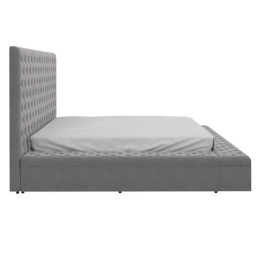 Adonis 78" King Platform Bed with Storage in Grey - Image 4