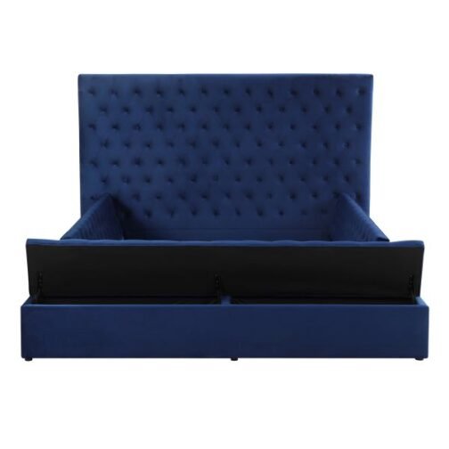 Adonis 60" Queen Platform Bed with Storage in Blue - Image 3