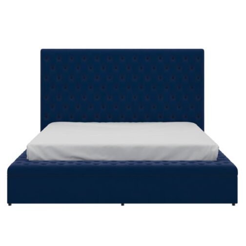 Adonis 60" Queen Platform Bed with Storage in Blue - Image 4