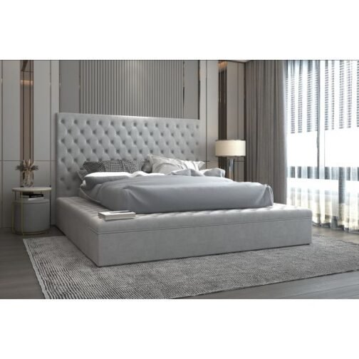 Adonis 60" Queen Platform Bed with Storage in Grey - Image 2