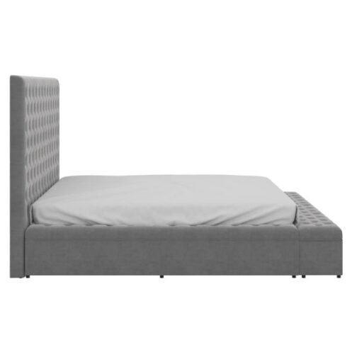 Adonis 60" Queen Platform Bed with Storage in Grey - Image 5