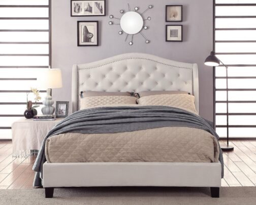 Lou Platform Bed in Ivory - Image 2