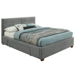 Emily Platform Bed W/Drawers in Light Grey