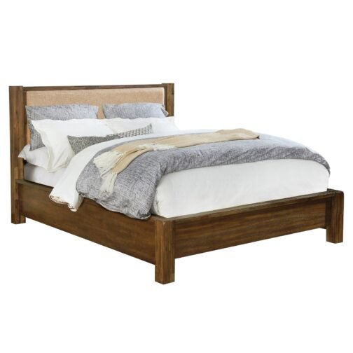 Dominic Upholstered Platform Bed in Walnut