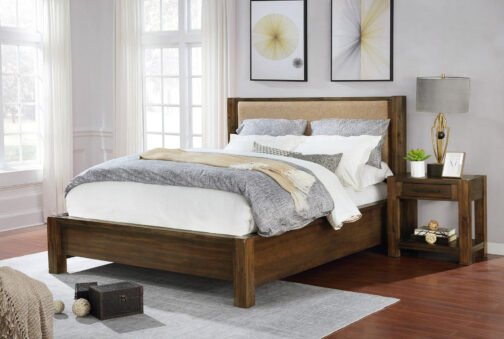 Dominic Upholstered Platform Bed in Walnut - Image 2