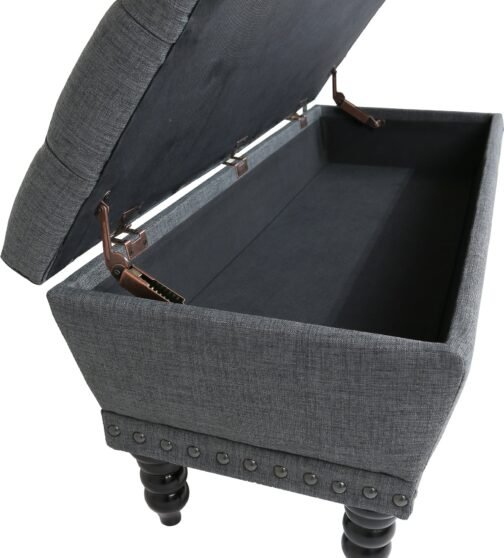 Jenny Grey Tufted Storage Upholstered Ottoman - Image 2