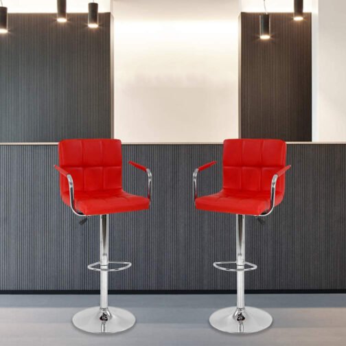 1101V Red Bar Stool W/ Arms FINISH: Red - Image 2