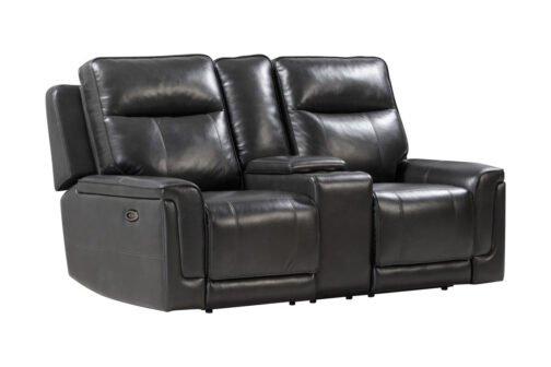 Serene Power Recliner Loveseat With Console (Charcoal) - Image 2