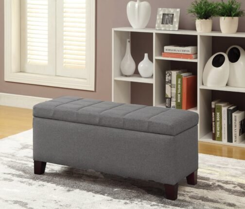 Olivia Grey Storage Ottoman