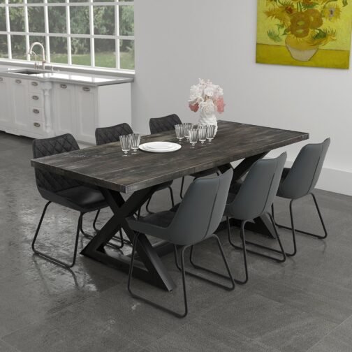 Zac Rectangular Dining Table in Distressed Grey - Image 7