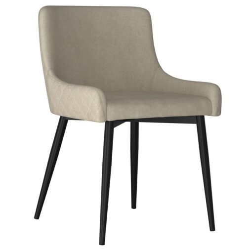 Bianca Side Chair, set of 2 in Beige with Black Leg