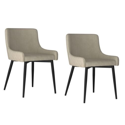 Bianca Side Chair, set of 2 in Beige with Black Leg - Image 6