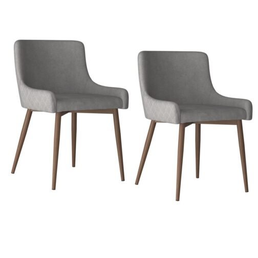 Bianca Side Chair, set of 2 in Grey with Walnut Leg - Image 6