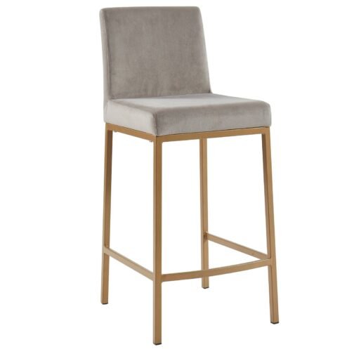 Diaz 26'' Counter Stool, set of 2, in Grey with Gold Legs