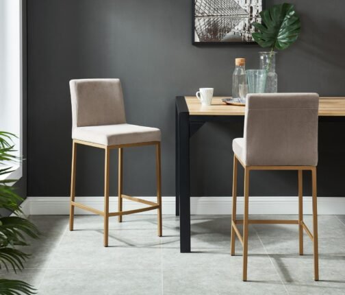Diaz 26'' Counter Stool, set of 2, in Grey with Gold Legs - Image 4