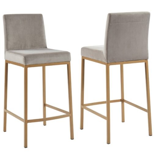 Diaz 26'' Counter Stool, set of 2, in Grey with Gold Legs - Image 5