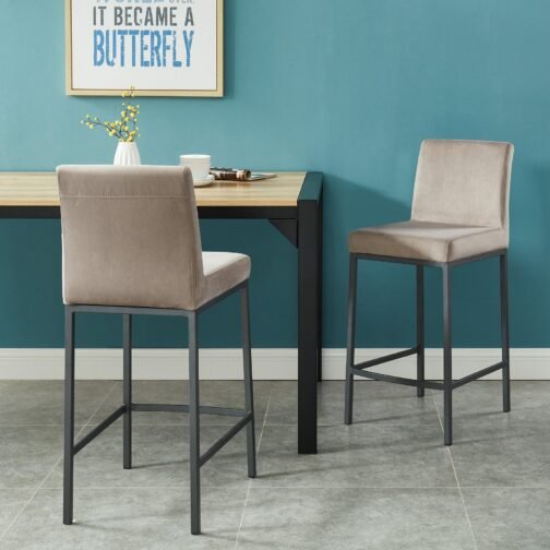 Diaz 26'' Counter Stool, set of 2, in Grey with Grey Legs - Image 4