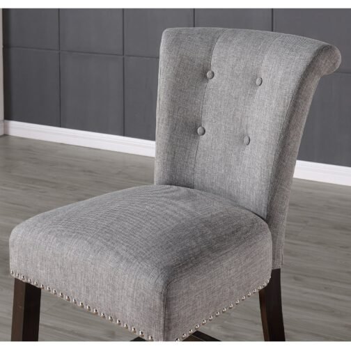 Velma 26'' Counter Stool, set of 2, in Grey with Coffee Legs - Image 4