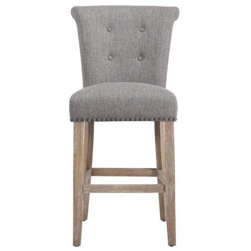 Velma 26'' Counter Stool, set of 2, in Grey with Vintage Oak Legs - Image 3