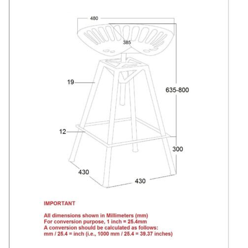 Track Adjustable Stool in Gunmetal - Image 6