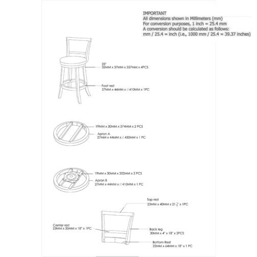 Ron 26'' Counter Stool, set of 2, in Grey - Image 6