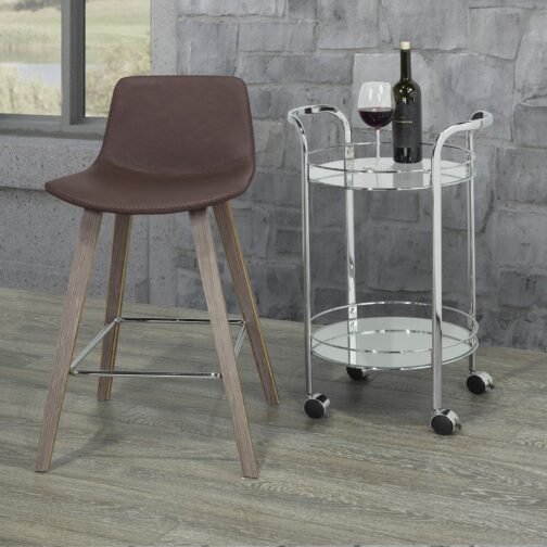 Dora 26'' Counter Stool, set of 2, in Brown - Image 2