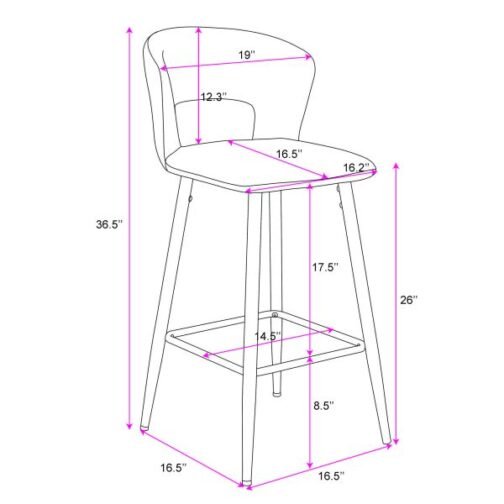 Camille 26'' Counter Stool, set of 2 in Blue - Image 7