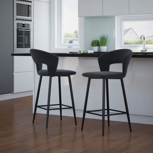 Camille 26'' Counter Stool, set of 2 in Charcoal - Image 3