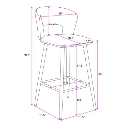 Camille 26'' Counter Stool, set of 2 in Charcoal - Image 6