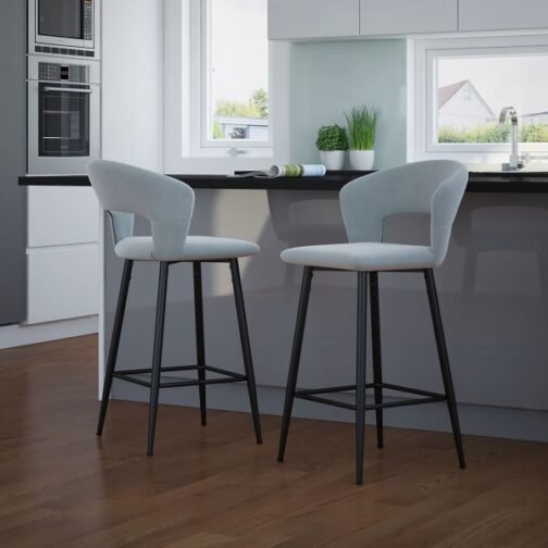 Camille 26'' Counter Stool, set of 2 in Light Grey - Image 3