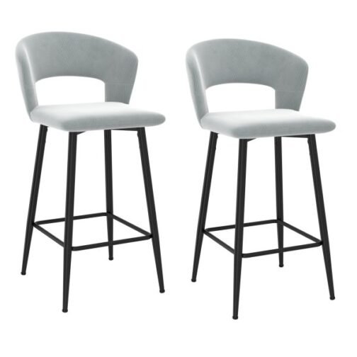 Camille 26'' Counter Stool, set of 2 in Light Grey - Image 5