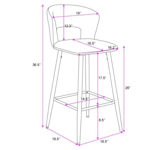 Camille 26'' Counter Stool, set of 2 in Light Grey - Image 7