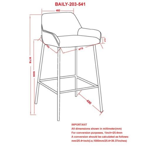Baily 26'' Counter Stool, set of 2 in Blue - Image 6