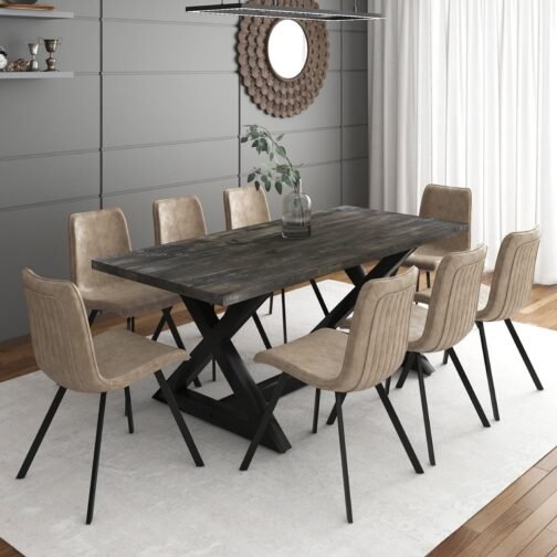 Zedd/Byron 9pc Dining Set, Brown
