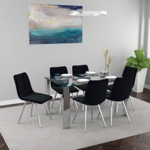 Francis/Marla 7pc Dining Set, Black