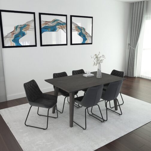 Ash/Vince 7pc Dining Set, Charcoal