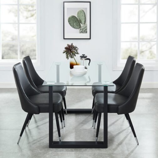 Fran/Silvia 5pc Dining Set, Black/Grey