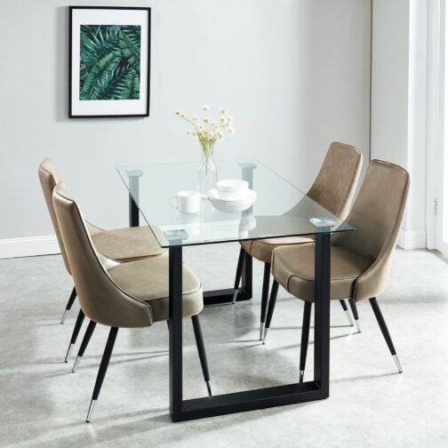 Fran/Silvia 5pc Dining Set, Black/Taupe