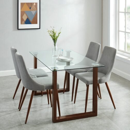 Fran/Nora 5pc Dining Set, Walnut/Grey