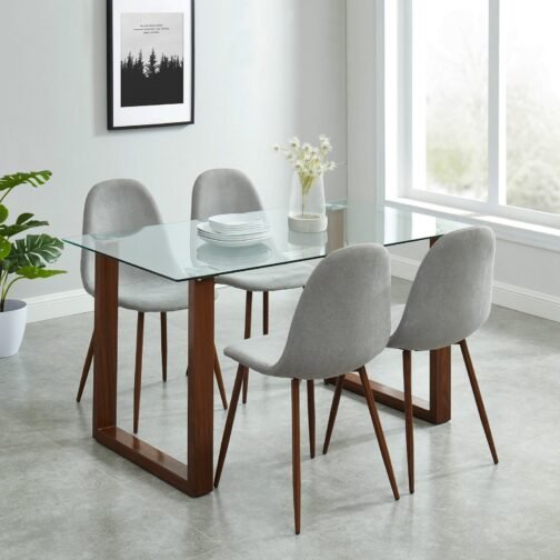 Fran/Avi 5pc Dining Set, Walnut/Grey
