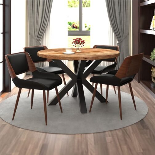 Arhan/Hudson 5pc Dining Set in Natural with Black Chair