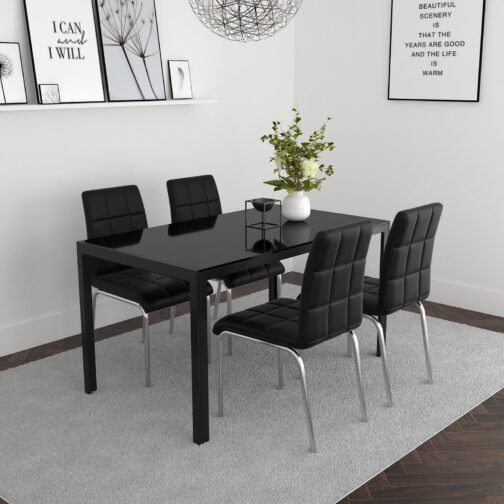 County/Solar 5pc Dining Set, Black