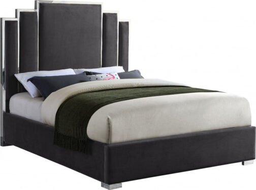 Chloe Chanel Bed - Grey Velvet With Silver Trim