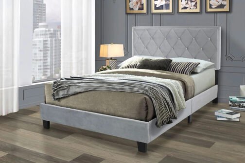 2667 Grey Velvet Tufted With Buttons