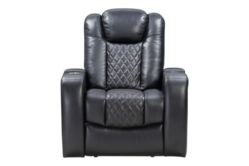 Power Recliner Chair With USB Charger + LED Lights & More (Black) - Image 2